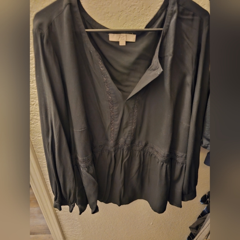 LOFT plus size long sleeve, black blouse